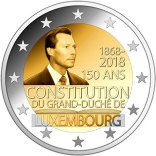 2 Euro Sondermünze aus Luxemburg mit dem Motiv 150 Jahre Luxemburgische Verfassung