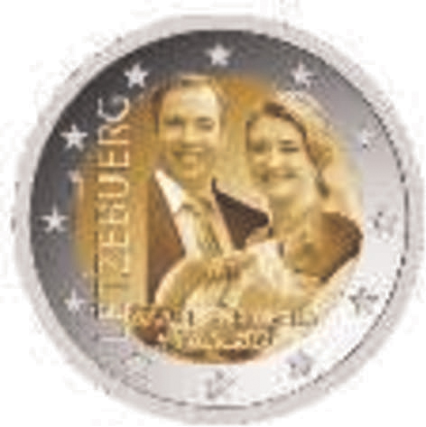 2 Euromünze aus Luxemburg mit dem Motiv Geburt von Prinz Charles