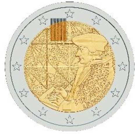 2 Euromünze aus Luxemburg mit dem Motiv 35 Jahre Erasmus-Programm