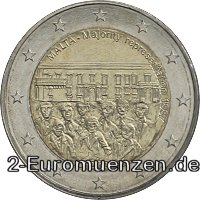 2 Euromünze aus Malta mit dem Motiv Einführung des Mehrheitswahlrechts 1887