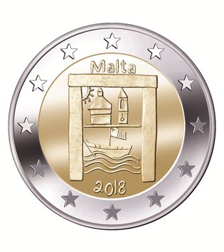 2 Euro Sondermünze aus Malta uit 2018 mit dem Motiv Kulturelles Erbe