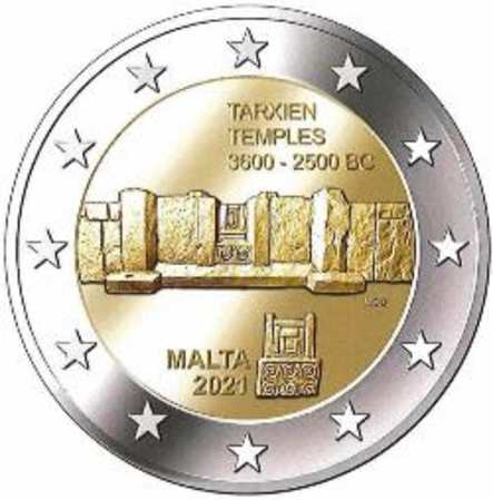 2 Euromünze aus Malta mit dem Motiv Tempel von Tarxien