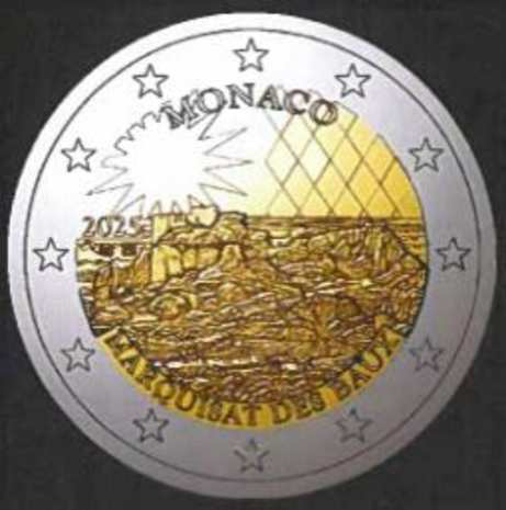 2 Euro Sonderm&uuml;nze aus Monaco aus 2025 mit dem Motiv Markgrafentum von Baux