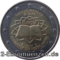2 Euromünze aus den Niederlanden mit dem Motiv 50 Jahre Römische Verträge