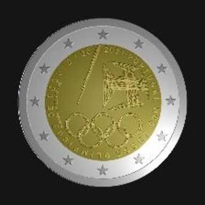 2 Euromünze aus Portgual mit dem Motiv Teilname an den Olympischen Spielen in Tokyo 2021