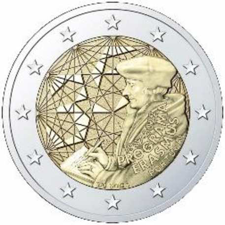 2 Euromünze aus Portugal mit dem Motiv 35 Jahre Erasmus-Programm
