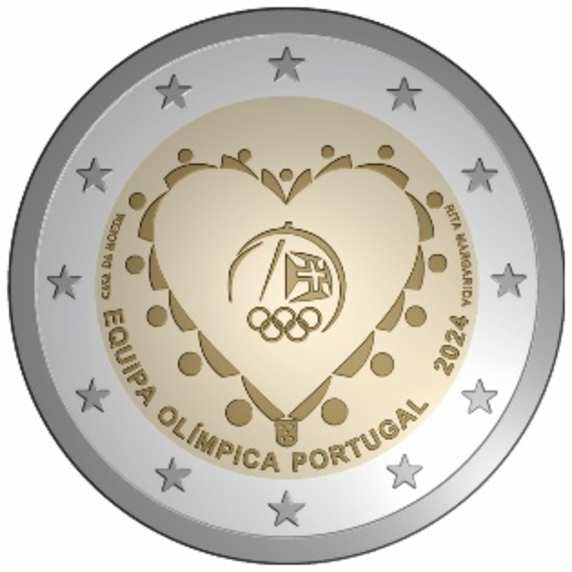 2 Euro Sondermünze aus Portugal aus 2024 mit dem Motiv Teilnahme an den Olympischen Sommerspielen 2024