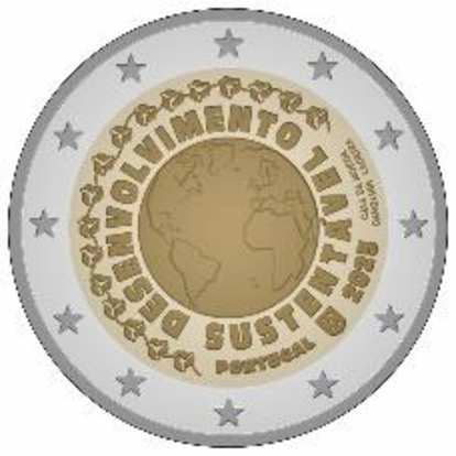 2 Euro Sonderm&uuml;nze aus Portugal aus 2025 mit dem Motiv Nachhaltige Entwicklung