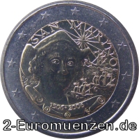 2 Euromünze aus San Marino mit dem Motiv Christoph Kolumbus
