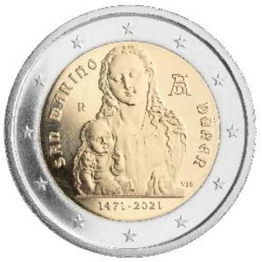 2 Euromünze aus San Marino mit dem Motiv 550. Geburtstag von Albrecht Dürer