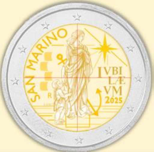 2 Euro Sonderm&uuml;nze aus San Marino aus 2025 mit dem Motiv Heiliges Jahr 2025 - Pilger der Hoffnung