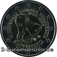 2 Euromünze aus der Slowakei mit dem Motiv 20. Jahrestag des 17. November 1989