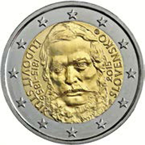2 Euromünze aus der Slowakei mit dem Motiv 200. Jahrestag der Geburt von Ľudovít Štúr