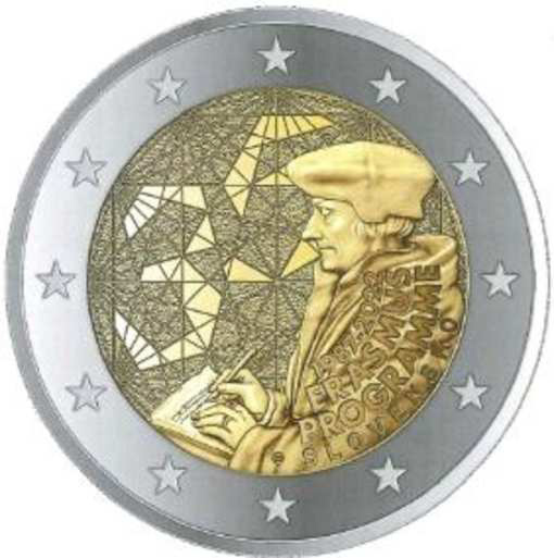 2 Euromünze aus der Slowakei mit dem Motiv 35 Jahre Erasmus-Programm