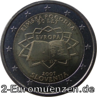 2 Euromünze aus Slowenien mit dem Motiv 50 Jahre Römische Verträge