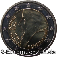 2 Euromünze aus Slowenien mit dem Motiv 500. Geburtstag von Primož Trubar