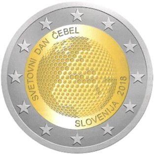 2 Euro Sondermünze aus Slowenien uit 2018 mit dem Motiv Weltbienentag