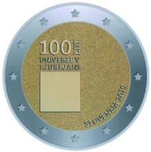 2 Euro Sondermünze aus Slowenien mit dem Motiv 100 Jahre Universität Ljubljana