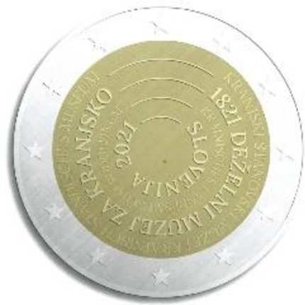 2 Euromünze aus Slowenien mit dem Motiv 200 Jahre Museum von Kranj