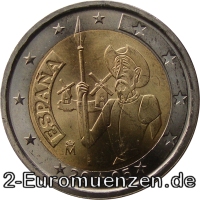 2 Euromünze aus Spanien mit dem Motiv Don Quixote