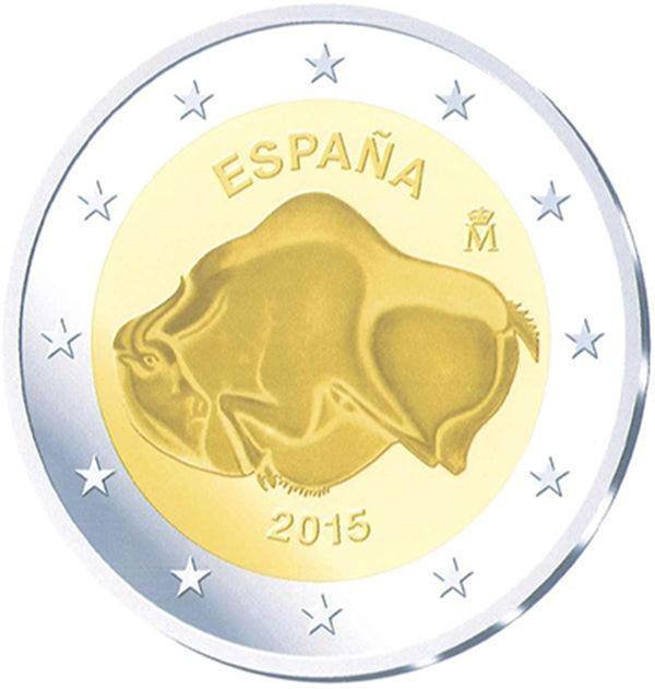 2 Euromünze aus Spanien mit dem Motiv Höhle von Altamira