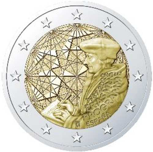2 Euromünze aus Spanien mit dem Motiv 35 Jahre Erasmus-Programm