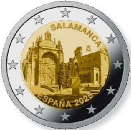 2 Euro Sonderm&uuml;nze aus Spanien aus 2025 mit dem Motiv UNESCO-Welterbest&auml;tte Salamanca