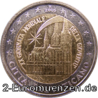 2 Euromünze aus dem Vatikan mit dem Motiv 20. Weltjugendtag in Köln
