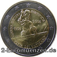 2 Euromünze aus dem Vatikan mit dem Motiv 500. Jahrestag der Gründung der Schweizer Garde