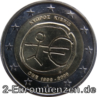 2 Euromünze aus Zypern mit dem Motiv 10 Jahre Euro