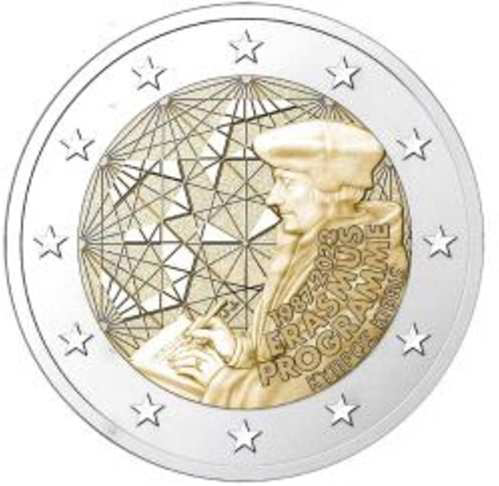 2 Euromünze aus Zypern mit dem Motiv 35 Jahre Erasmus-Programm